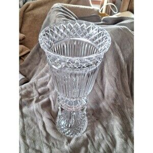 Elegant‎ Vintage Clear 16" tall Ribbed and Flared Glass Vase Candle/Flower vase